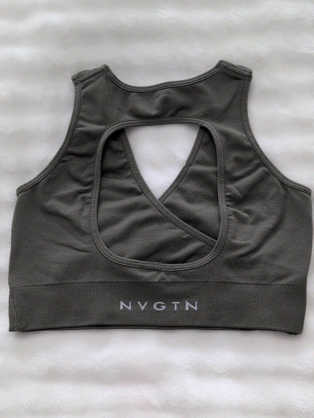NVGTN Olive Green Cutout Racerback Sports Bra